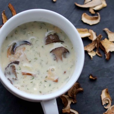 Kulajda - Czech White Soup with Mushrooms, Potatoes and Dill